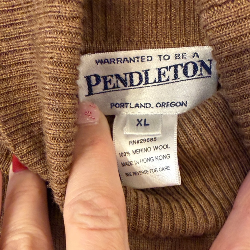 Women’s Pendleton Merino Wool Brown Turtleneck Sw… - image 3